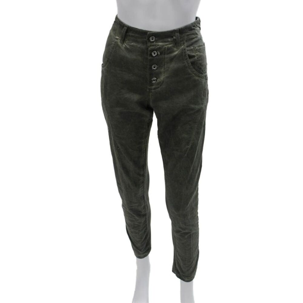 Innocenti Women Ankle Cropped Pants Green Button Cotton Elastane Size 44